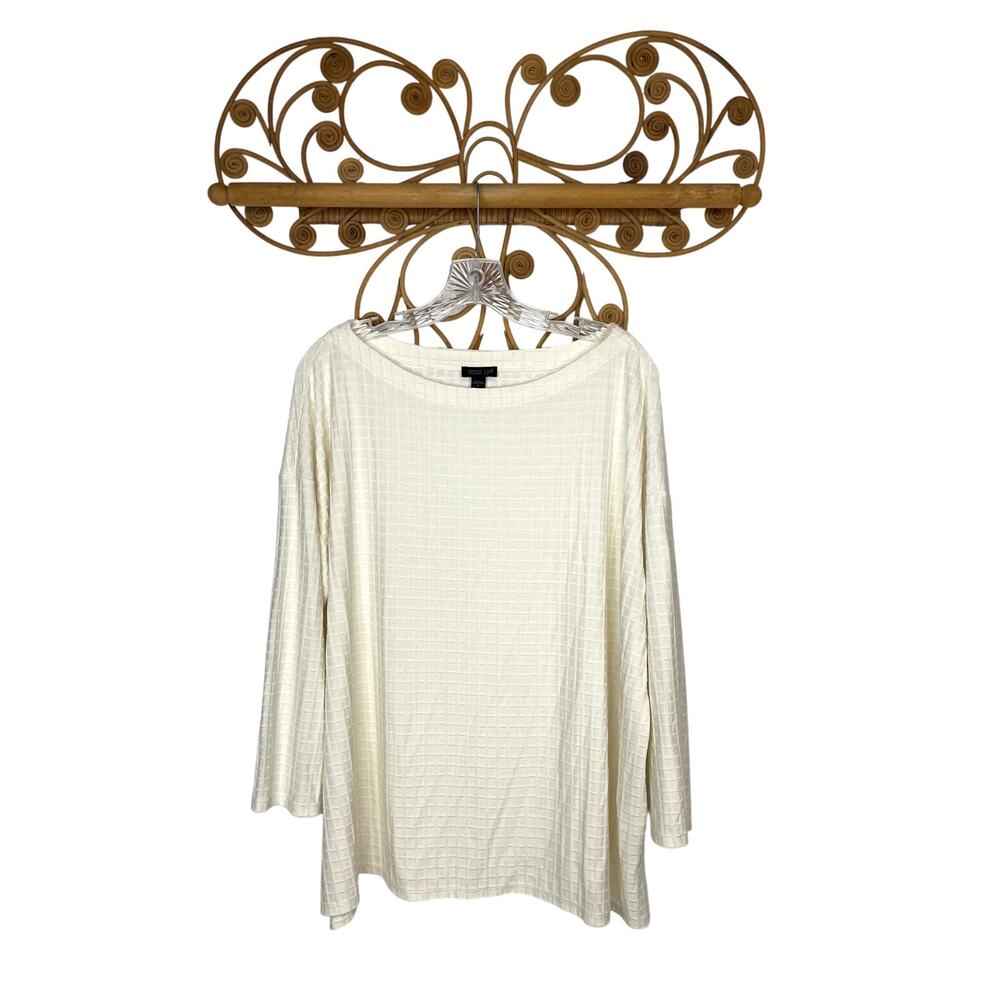 J.Jill Wearever Collection Cream/ivory textured 3/4 sleeve blouse XL